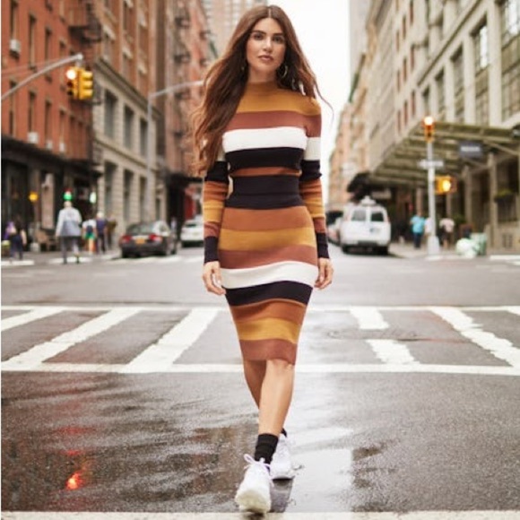 Express High Waisted Knit Sweater Midi Skirt Stripes Women’s Size Medium M - Picture 7 of 7